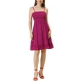 thumbnail image 2 of INSPIRE CHIC Women's Boho Smocked Spaghetti Strap Sleeveless Summer Cami Midi Dress Fuchsia S, 2 of 4