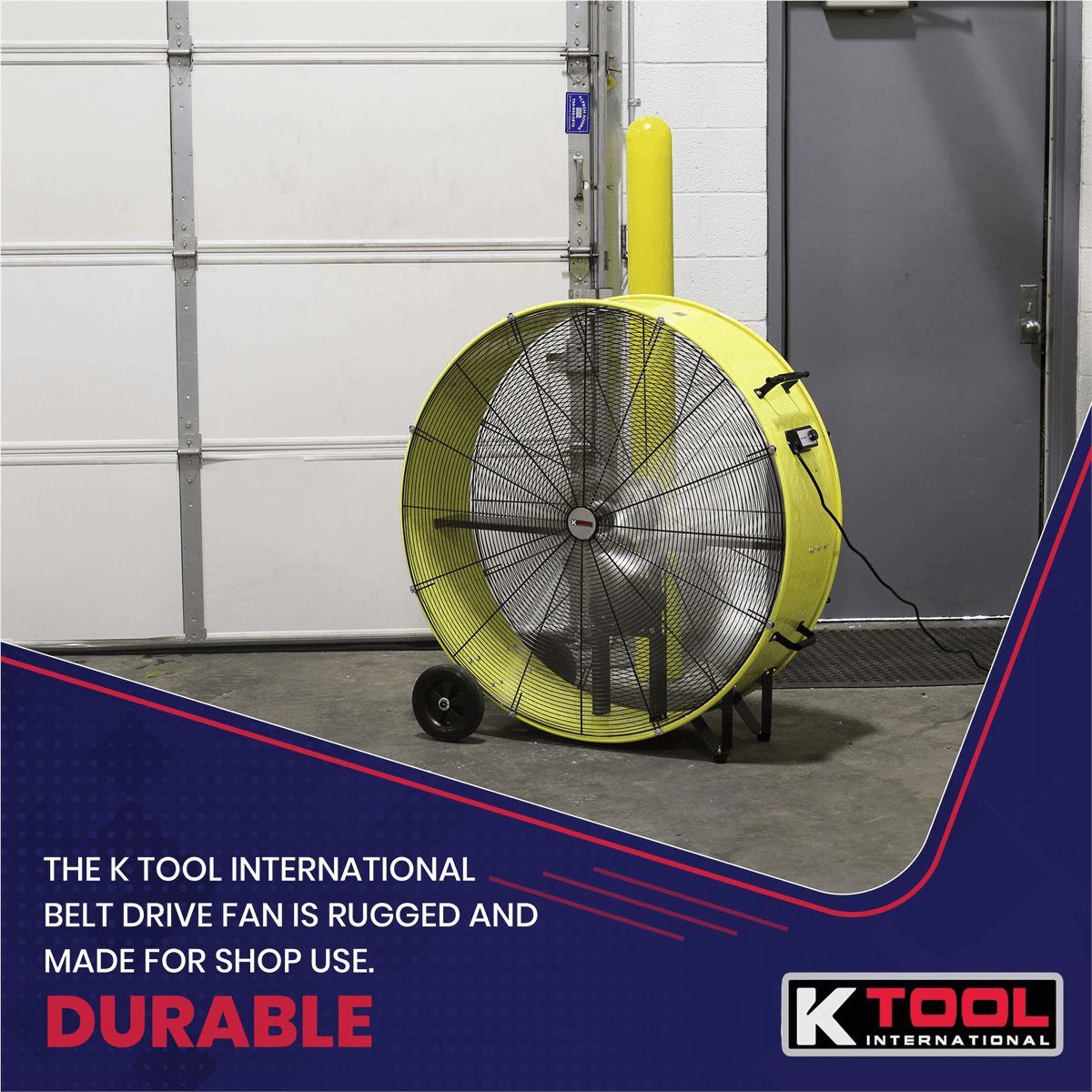 K Tool International 77743-PL4 42" Belt Drive Drum Fan w/8" Wheels, Pallet of 4