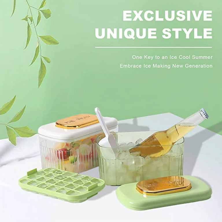  BPA Free Ice Cube Tray With Lid & Bin For Freezer With