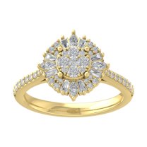 Araiya 14K Yellow Gold Round Baguette and Marquise Diamond Halo Ring (3/4 cttw, I-J Color, I2-I3 Clarity), Size 9