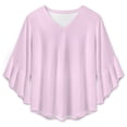 thumbnail image 4 of Pure Pink Women's V-Neck Blouse With 3/4 Ruffled Bell Sleeves Casual Top Ladies Blouses, 4 of 7