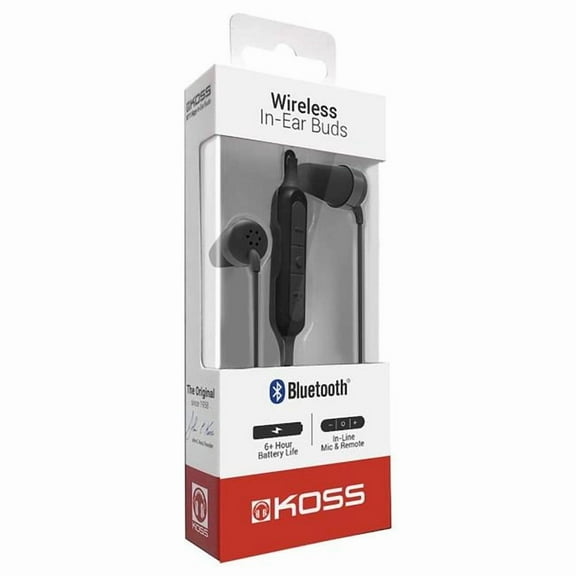 Koss 3019161 Wireless Bluetooth In-Ear Earbud with Microphone, Black