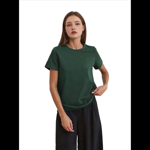 Camisetas de Corta Extragrandes para Mujer, Cuello Redondo, Holgadas, para Hacer Ejercicio, Informales, de Verano, de Algodón, Verde Oscuro, Talla 4XL