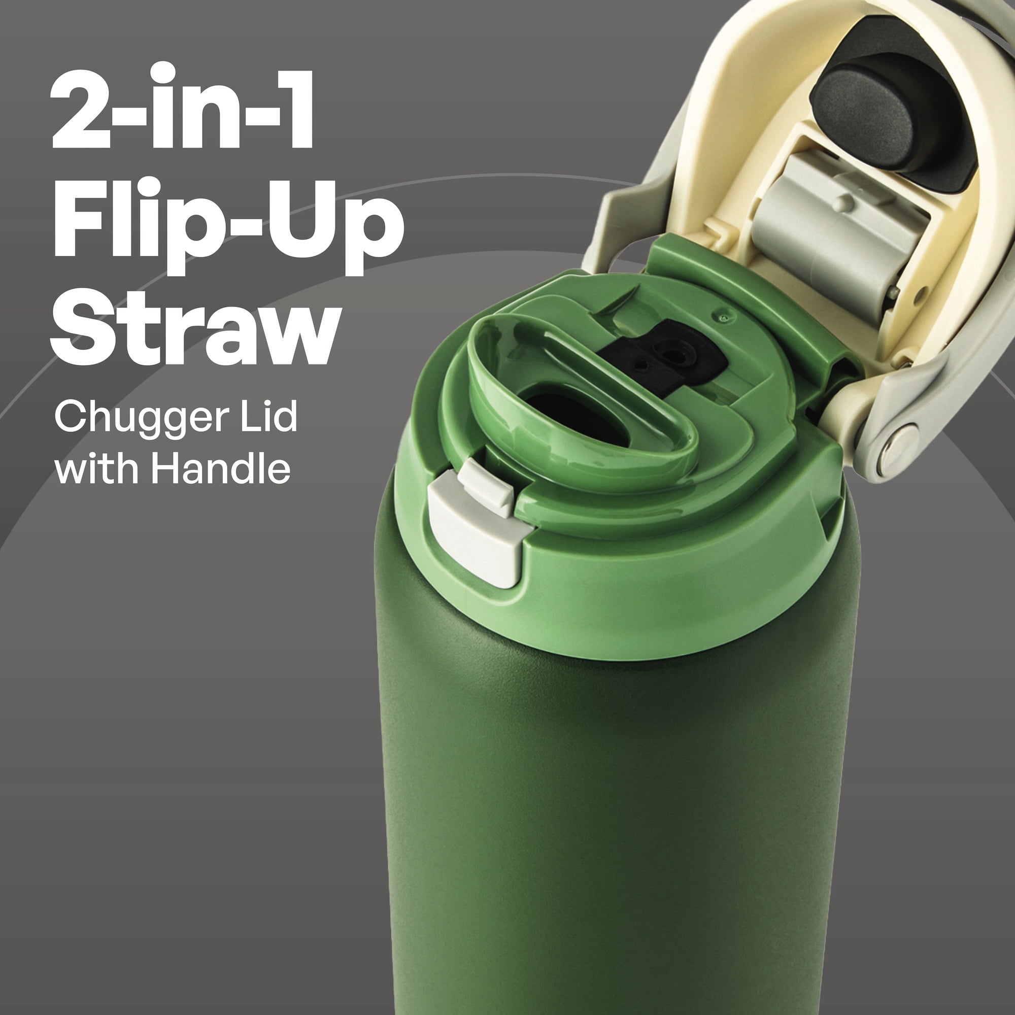TAL 32oz Stainless Steel 2-in-1 Water Bottle with Straw and Chug Lid, Army