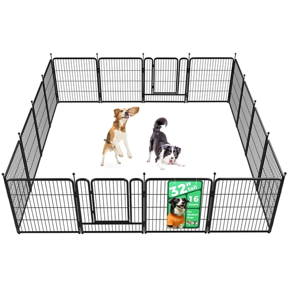 FXW Rollick Unleashed Dog Playpen for Indoor, Yard, RV Camping, 32 inch 16 Panels for Small and Medium Dogs, Black│Patented