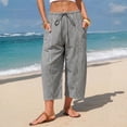 thumbnail image 2 of Plaid Barrel Pants for Women Summer 2026 Casual Loose Wide Leg Lounge Trousers Striped Capri with Pockets White XL, 2 of 6