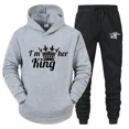thumbnail image 3 of Chándal con estampado de QUEEN y KING para hombre y mujer, Sudadera con capucha para parejas, ropa deportiva para amantes, conjunto de 2 piezas, 3 of 5