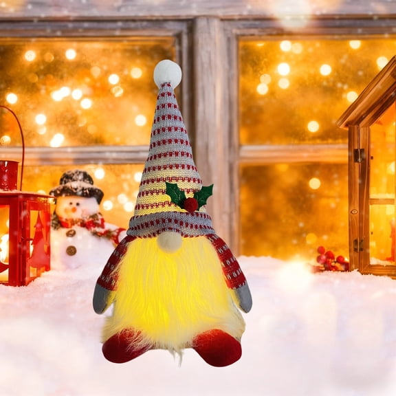 Christmas Light Up Faceless Gnome Plushies - Upgraded Large Santa Gnomes with Hats, Festive Indoor Xmas Table & Night Holiday Decorations