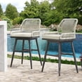thumbnail image 6 of MEISSALIVVE Set of 4 Rattan Swivel Bar Stools, 26" Counter Height with Woven Rope Back, Cushioned Patio Bar Chairs for Kitchen, Garden, Beige, 6 of 7