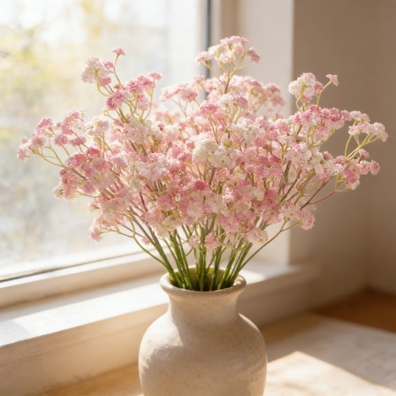SPOORYYO Artificial Babys Breath Flowers Bouquet Realistic Floral Arrangement for Home Decor Wedding Display