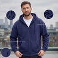 thumbnail image 2 of Mens Oversized Hoodies Fall Sweatshirt Winter Fleece Hooded Collar Drawstring Pullover With Pockets Navy 3XL, 2 of 8