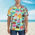 thumbnail image 5 of Turquoise Sweet Treats Cupcake Compression Men'S 3d Print Casual Button Down Shirts, Novelty Hawaiian Short Sleeves L, 5 of 7