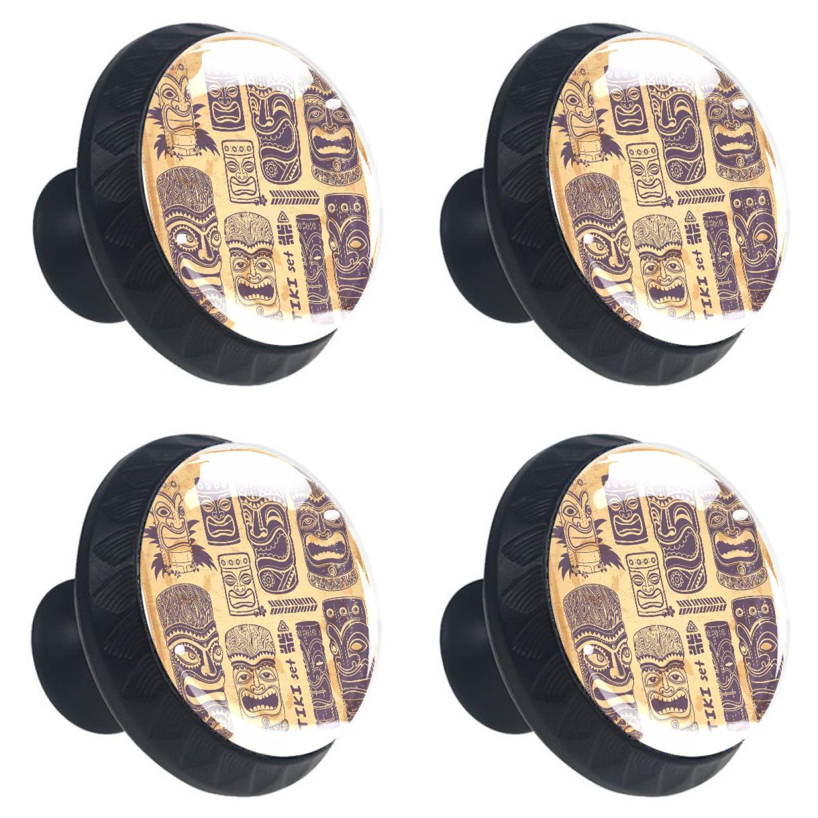 Ownta Vintage Tiki Black Round Glass Drawer Handles Knobs Pulls With