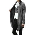 thumbnail image 3 of Men's High-Low Hem Shawl Collar Open Front Pockets Casual Long Cardigan, 3 of 7