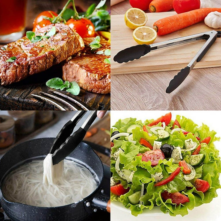 Silicone Cooking Tongs BBQ Steak Salad Serving Tongs Non stick Kitchen  Tools