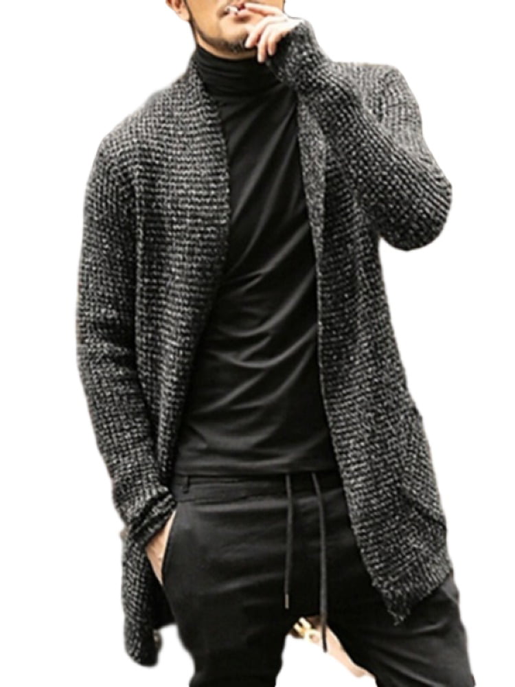Homme Pull Cardigan Sweater Casual Long manteau chaud Pulls outwear Tops 