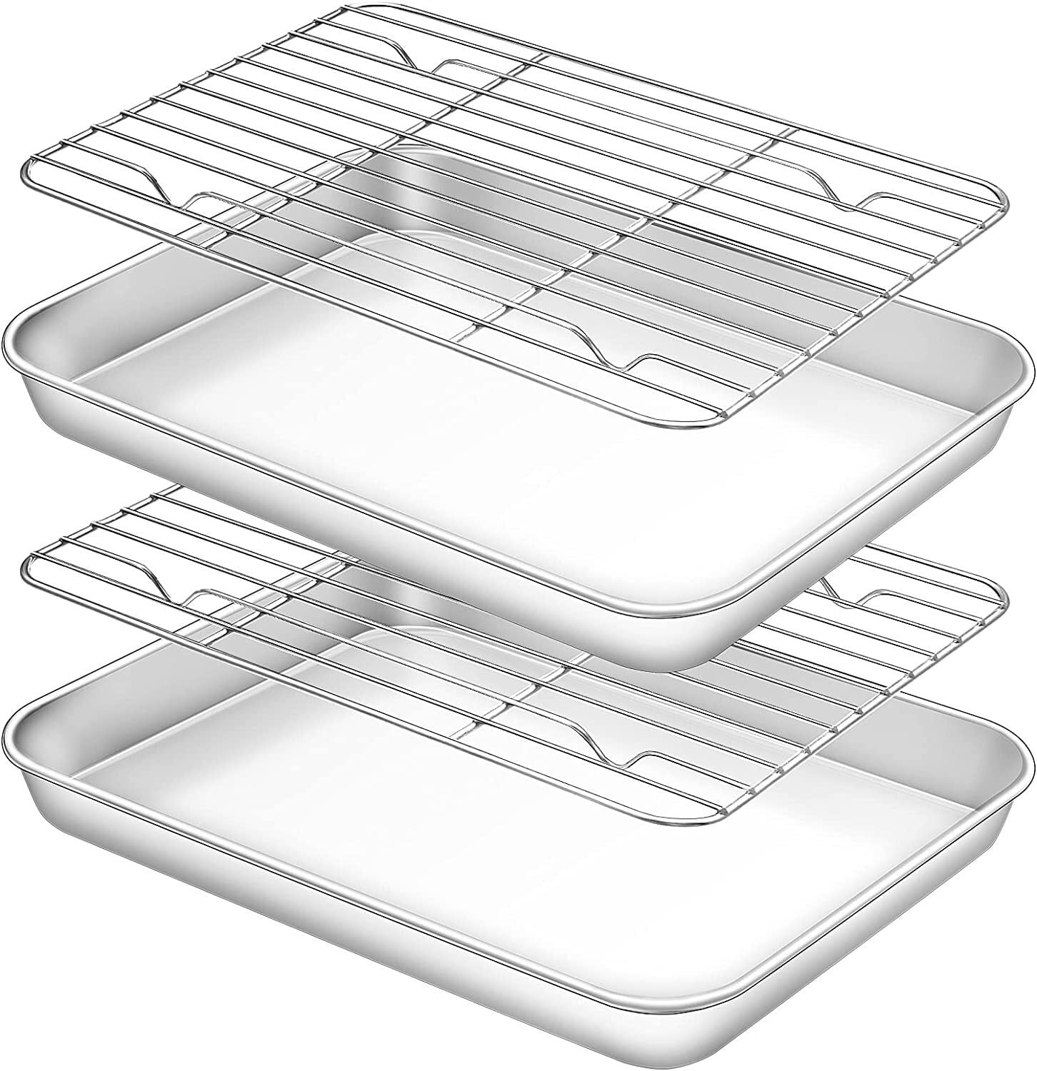 Small Baking Sheet with Cooling Rack Set [2 Baking Sheets + 2 Roast