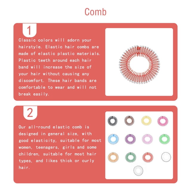serony Full Circular Tooth Interlocking Stretch Comb Flexible Crystal Circle Circular Rhinestone Combs Hairband Holder Head Band Banquet Hairstyling Red