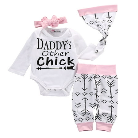 

Huyghdfb Newborn Baby Girl Long Sleeve Romper + Long + Elastic Waist Pants + Hat
