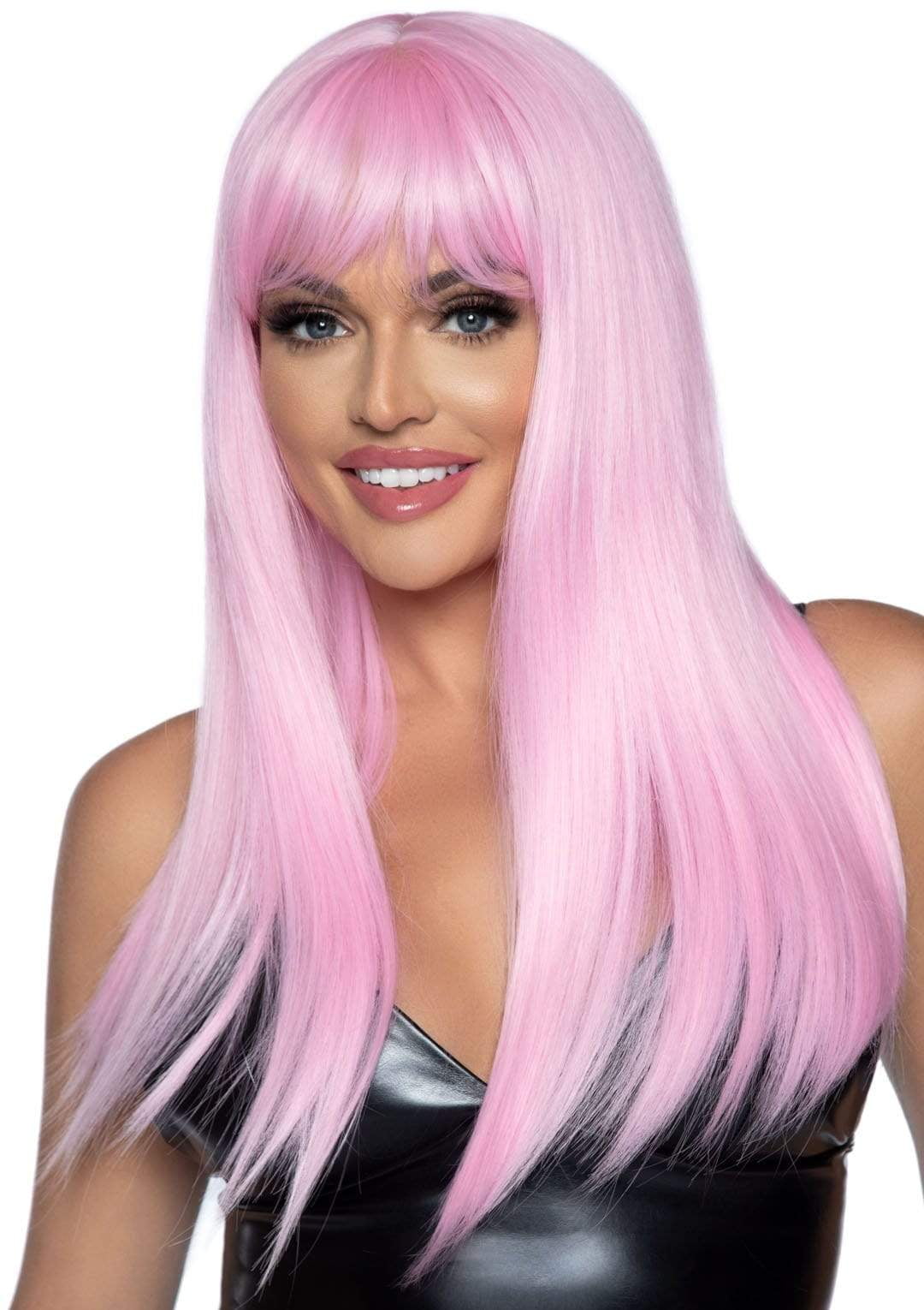 Black Adult Long Straight Fancy Dress Cosplay Synthetic Hair Wig With Fringe 