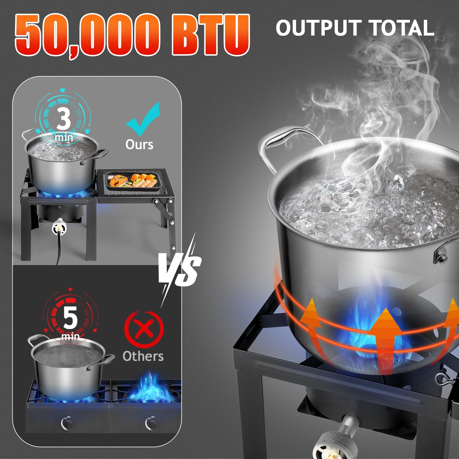 Ktaxon Propane Stove 50000 BTU Cooker Outdoor Camping Picnic Stove Stand BBQ Grill