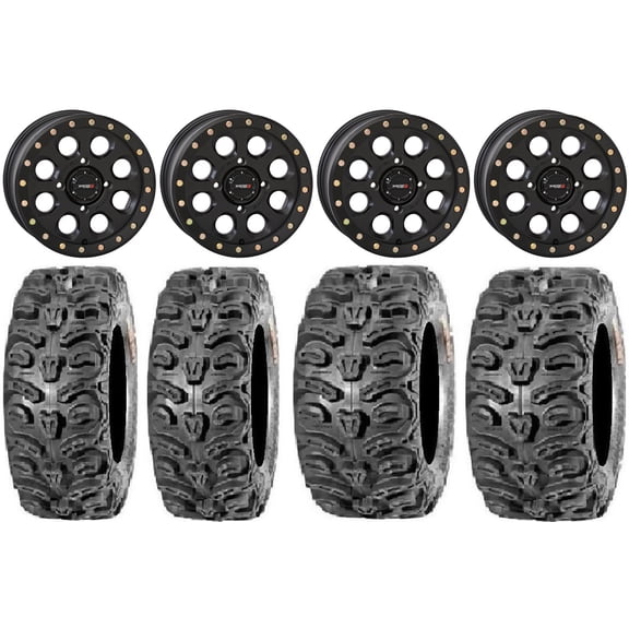 System 3 SB-7 14" Wheels Black (4 3) 26" Bear Claw HTR Tires Polaris RZR XP 1000 / PRO XP / Ranger XP 900/1000