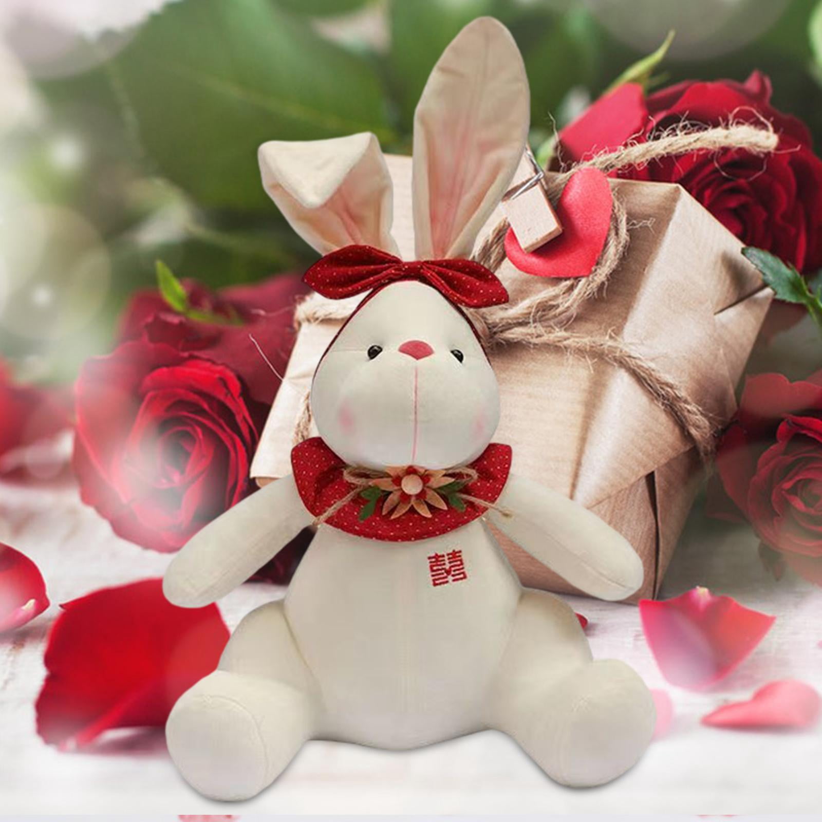 LeeQinersw Press bed doll rabbit plush toy doll wedding gift, rabbit plush doll for bedroom Women