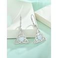 thumbnail image 5 of VESITIM Sterling Silver Celtic Knot Leverback Earring Created White Heart Opal Dangle Drop Earrings Triangle Trinity Knot Women Jewelry, 5 of 7
