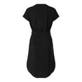 thumbnail image 6 of vigerkar Women's Summer Short Sleeve Midi Dress Casual V Neck Work Party A-Line Knee-Length Dresses with Belt Black, XXL, 6 of 6