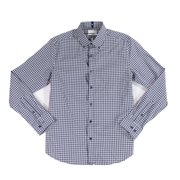 Lucky Brand Mens Dress Shirt 17-17 1/2 Gingham Slim Fit Blue XL