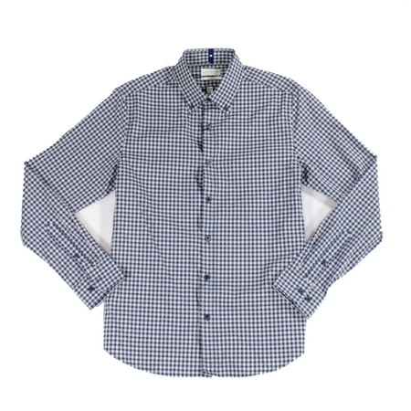 Lucky Brand Mens Dress Shirt 17-17 1/2 Gingham Slim Fit Blue XL
