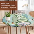 thumbnail image 5 of Round Table Cover 45-54 Inch Easter Gnomes Waterproof Reusable Table Cloth Round Fitted Vinyl Tablecloth with Elastic Edged for Parties Outdoors, Watercolor Eggs Branches Leaf Flowers Spring Wood, 5 of 6