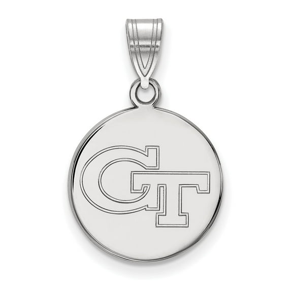 925 Sterling Silver Rh-p LogoArt Georgia Institute of Technology Medium Disc Pendant; for Adults and Teens; for Women and Men