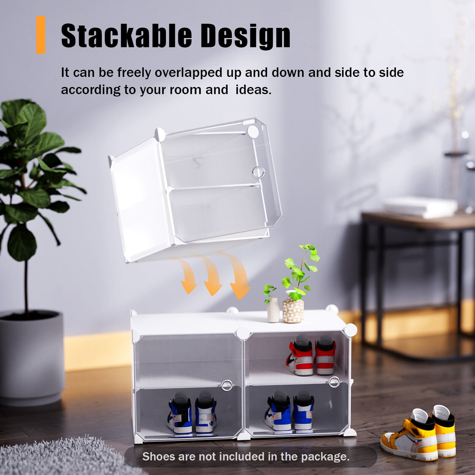  Portable Shoe Rack Organizer 12 Tier DIY Shoe Cabinet, 96 Pairs  White Plastic Stackable Closet Shoe Box Storage Cabinet for Entryway,  Bedroom and Hallway Shoe Cabinet w/Doors : Home & Kitchen