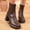 Brown, variant on Women's Square Toe Ankle Boots Back Zipper Block Heel Booties Winter Solid Color Fashion Casual Comfortable High Heel Short Boots Brown 7.5(40)
