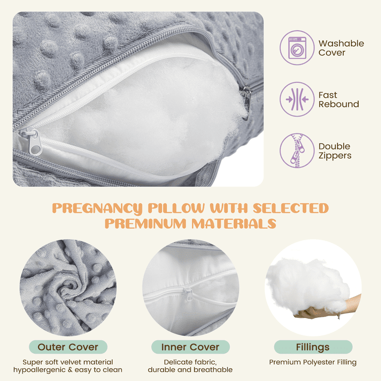 Cshidworld U-Shaped Ergonomic Pregnancy Pillow, Gray photo 5