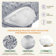 Cshidworld U-Shaped Ergonomic Full Body Pregnancy Pillow for Side Sleeper, Gray