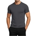 thumbnail image 3 of Fengqque Mens T-Shirts Summer Short Sleeve Round Neck Basic Tees Plus Size Solid Color Slim Fit Pullover Tops Dark Gray M(M), 3 of 7