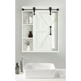 thumbnail image 3 of Kate and Laurel Cates Decorative Wood Wall Storage Cabinet with Vanity Mirror and Sliding Barn Door, Rustic White, 3 of 9