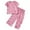 Pink, variant on Girls Solid Color Outfit Set Crew Neck Short Sleeve Top Summer 2 Piece Matching Long Pants Bundle Kids Ages 9M-7Y Casual Daily Wear Set Clothes Set