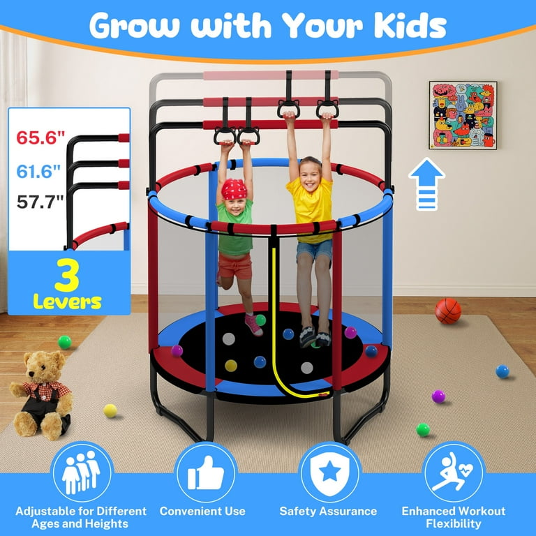 Mini Round Trampoline for Kids with Basketball Hoop, SEGMART 55