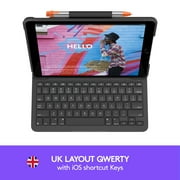 Logitech iPad (7th, 8th and 9th generation) Keyboard Case | Slim Folio with integrated wireless keyboard (Graphite), 7.3 x 10.1 x 0.9