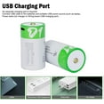 thumbnail image 3 of USB D Lithium ion Rechargeable Battery, High Capacity 1.5V 12000mWh Rechargeable D Battery, 4 H Fast Charge, 1200 Cycle with Type C Port Cable, Constant Output,2-Pack, 3 of 8