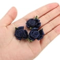 thumbnail image 4 of Uxcell Mini Satin Ribbon Roses Small Rosettes Fabric Flowers with Green Leaves Navy Blue 10 Pcs, 4 of 6