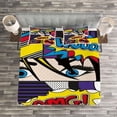 thumbnail image 3 of Ambesonne Art Quilted Bedspread Set 3 Pcs, Comic Book Pattern, King Size, Multicolor, 3 of 3