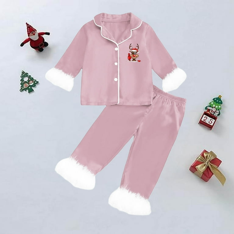 PIOMLL Christmas Pajama Sets Boys Long Sleeve Open Front Jacket