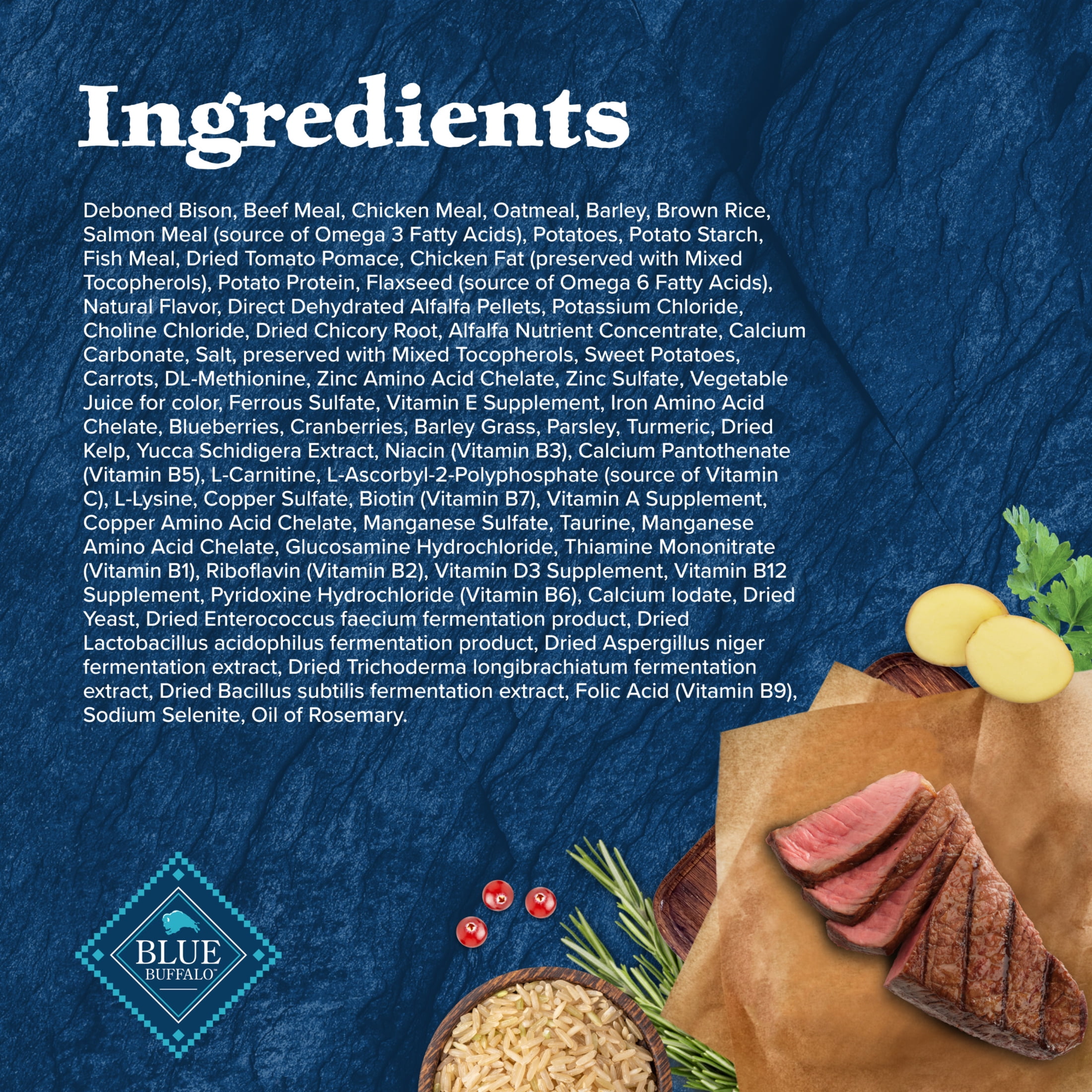 Blue Buffalo Wilderness Natural Dry Dog Food, High-Protein, Bison & Whole Grains, 28-lbs.