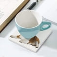 thumbnail image 5 of GZHJMY Square Drink Coasters, 1 Pcs Beagle Lies on White Absorbent Ceramic Coffee Coasters for Drinks with Cork Base Housewarming Gift for Home Decor, 5 of 6