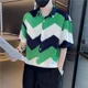 thumbnail image 2 of Camisa de hombre con gráfico de rayas empalmadas, camisas de manga corta para hombre Trendyol Xxl, estilo coreano, cosas baratas con 2025 novedades en las redes sociales, 2 of 5