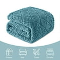 thumbnail image 4 of Whale Flotilla Fuzzy Fleece King Size Blanket for Bed, Soft Fluffy Jacquard Waffle Blankets for All Season, Lightweight and Warm, 90x104 Inch, Slate Blue, 4 of 10